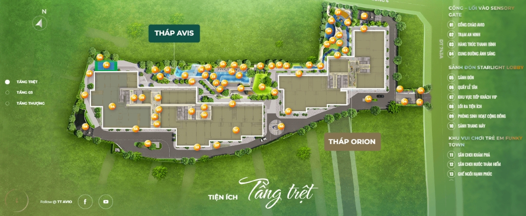Bản đồ chi tiết các phân khu tiện ích TT Genesis tại khu vực tầng trệt khối đế