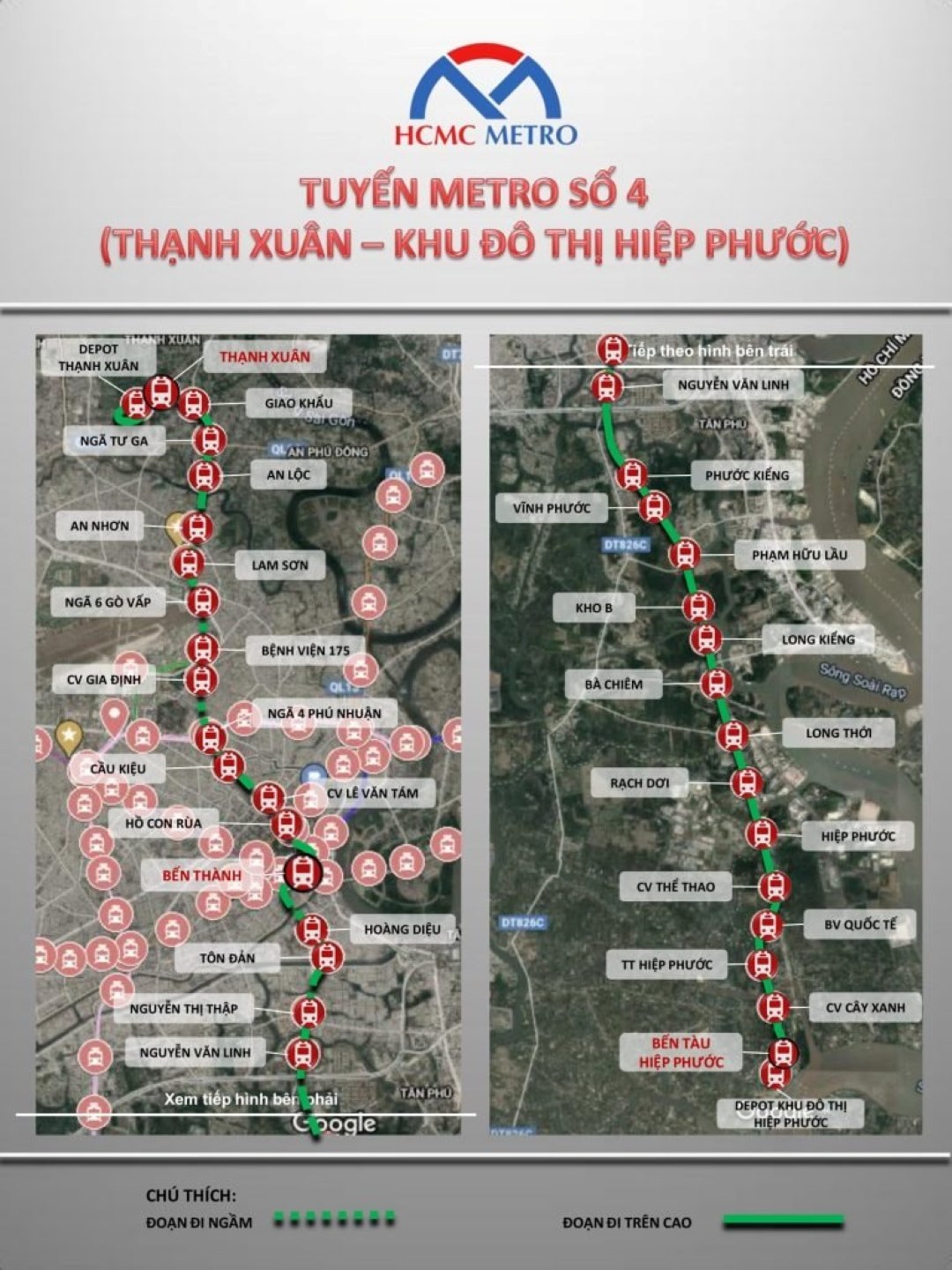 Bản đồ quy hoạch lộ trình tuyến Metro số 4 tại TP.HCM