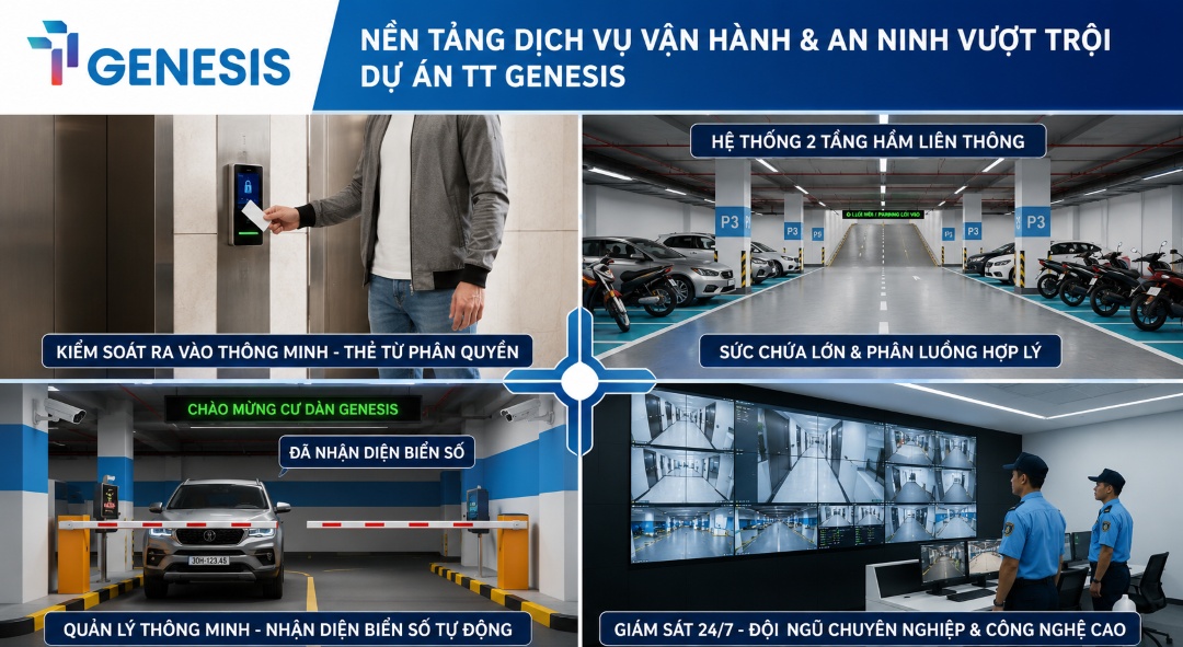 Hệ thống camera giám sát và an ninh đa lớp hoạt động 24/7 tại TT Genesis