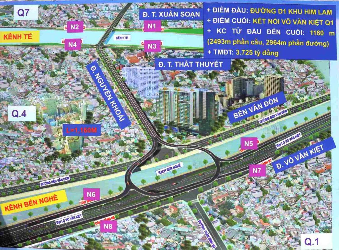 Phối cảnh dự án cầu đường Nguyễn Khoái