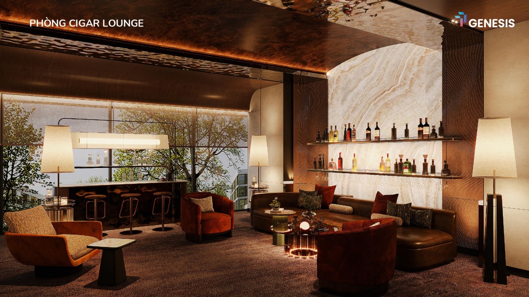 Không gian private phòng Cigar Lounge thượng lưu tại TT Genesis