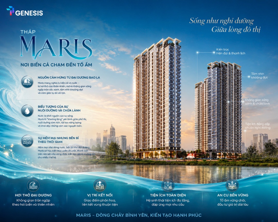 Tháp Mavis tại TT Genesis mang biểu tượng của đại dương và nguyên tố Nước