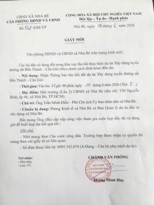 Thu Hồi Đất Dự Án Metro Bến Thành - Cần Giờ