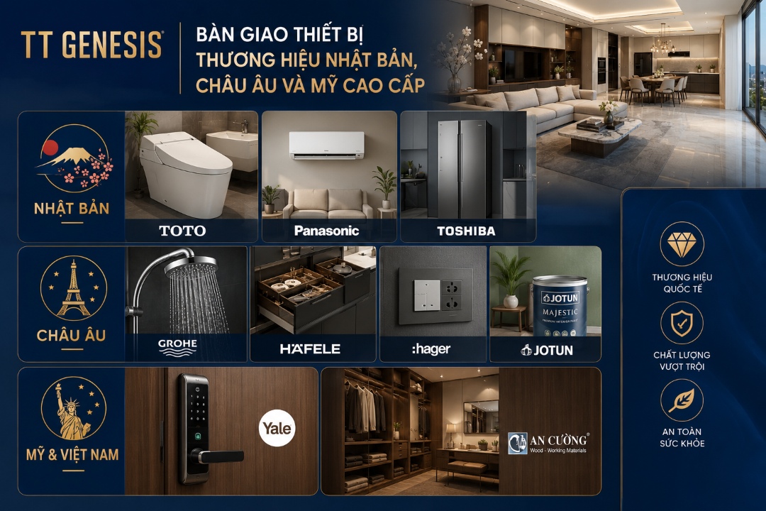 Không gian bàn giao thiết bị căn hộ thực tế TT Genesis