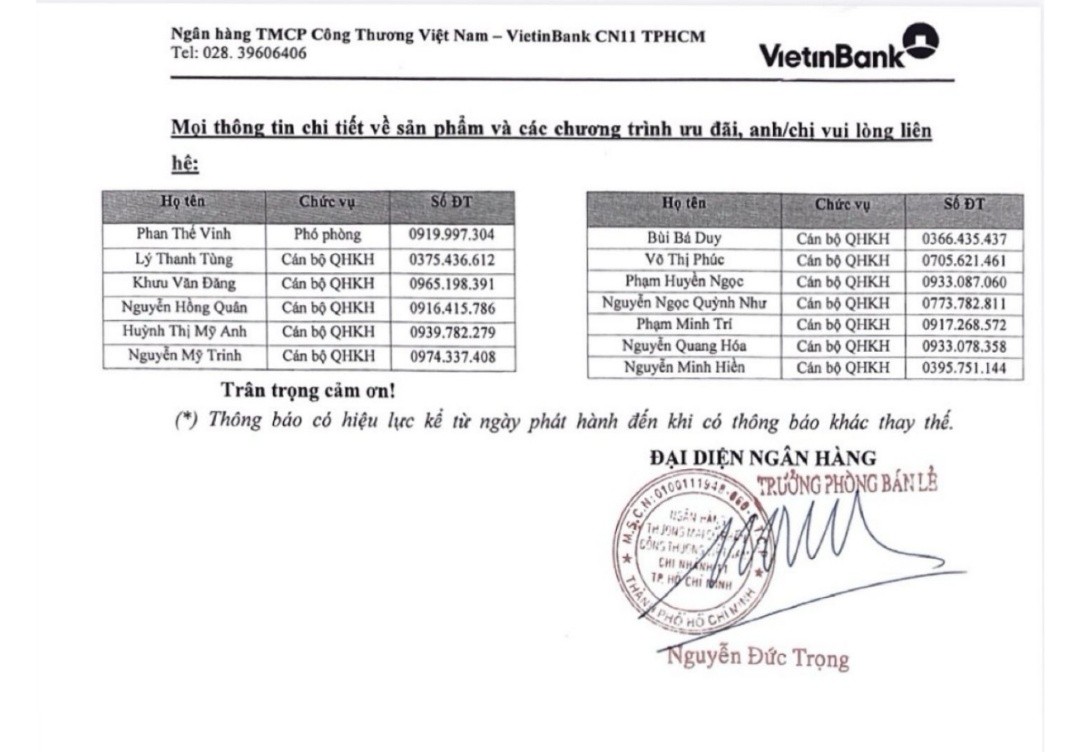 Biểu phí phạt trả nợ trước hạn và lãi suất ưu đãi VietinBank