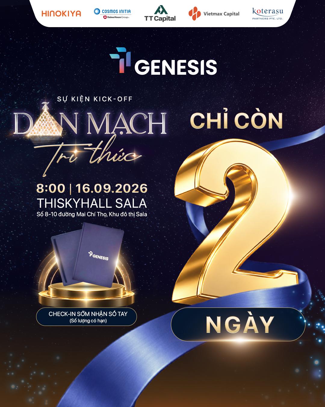Đếm ngược 2 ngày đến lễ ra quân Kick-off TT Genesis ngày 16/09/2026