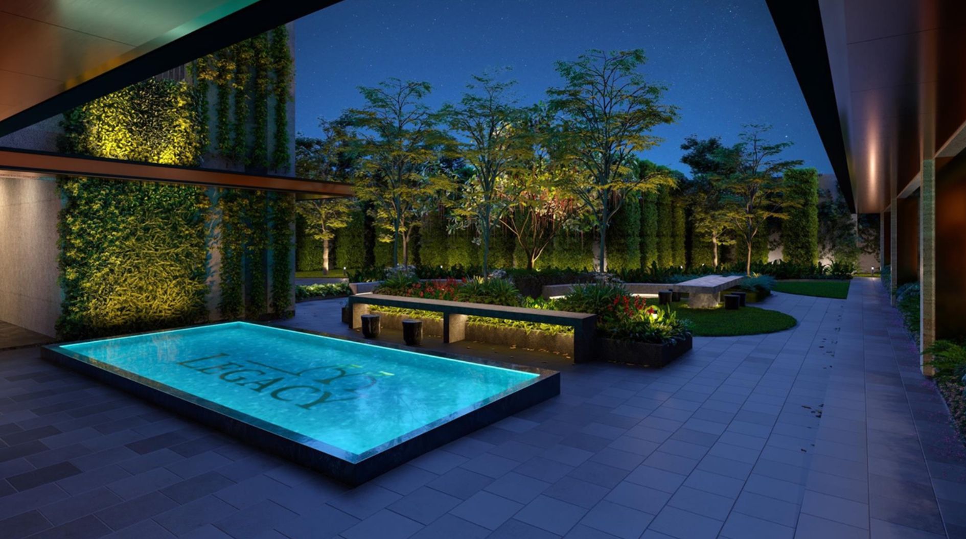 Tiện ích hồ bơi nước ấm điện phân muối khoáng chuẩn Wellness Hub tại dự án Legacy 66
