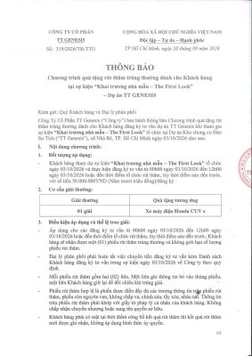 Rút Thăm Trúng Thưởng Tại Sự Kiện Khai Trương Nhà Mẫu TT Genesis