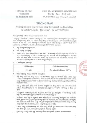 Rút Thăm Trúng Thưởng Tại Sự Kiện Lưu Sắc – Tỏa Hương TT Genesis